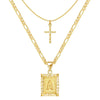 Cross Initial Necklace Set | Gold