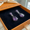 Amethyst Dewdrop Earrings | White Gold