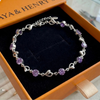 Heart Charm Amethyst Bracelet | White Gold