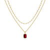 Paperclip Layered Ruby Necklace | Gold