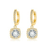 Square Halo Drop Earrings | Gold
